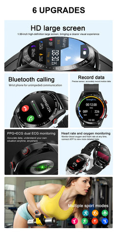 2024 New Smart Watch Men 1.5 inch Full Touch Screen Bluetooth Call Business Man Watches Fitnes Sports Smartwatch For Android IOS