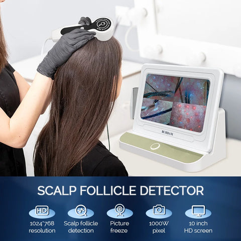 10 inch HD Display Professional Skin Analyzer 50X/200X Magnifying Skin Test Device Pore Magnifier Hair Follicle Scalp Detector