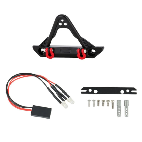 Metal Front Bumper with LED Lights for 1/24 RC Crawler Car Axial SCX24 Jeep Wrangler JLU Gladiator Deadbolt Upgrade Parts