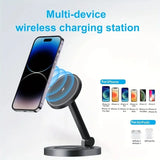 3 In 1 Foldable Wireless Charger Stand Pad Fast Magnetic Charging Station Dock for iPhone 15 14 13 12 Pro Max Mini Airpods 3/2