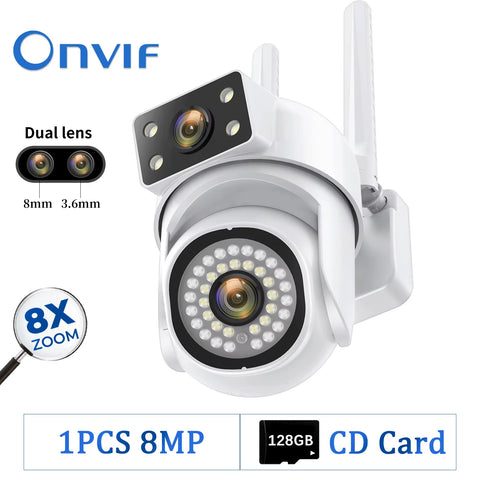 8MP Dual-Lens PTZ Wireless Security Camera - Full HD with Motion Detection &amp; 8X Digital Zoom