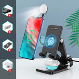 Wireless Charger, 4 in 1 Portable Foldable Wireless Charging Station, LED Desk Lamp for Iwatch,Airpods 3/2, Iphone 11/12 Series/Xs MAX/XR/XS/X/8/8 plus (QC Adapter Is Include).