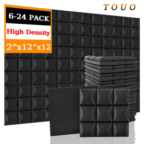 TOUO Acoustic Foam Panels 6-24 Pcs Soundproof Foam Wall Panels Studio Sound Proof Foam Soundproofing on the Wall KTV Room