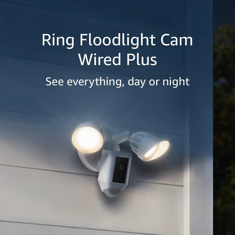 Ring Floodlight Cam Wired Plus – 1080p HD Security Camera with Motion-Activated Floodlights, Siren, and Two-Way Talk