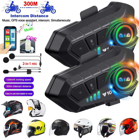 2-in-1 Bluetooth Motorcycle Helmet Intercom &amp; Earphone Set