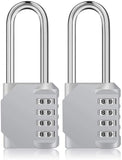 Rirool Pack of 2 Long Shackle Padlocks – Weatherproof & Durable 4-Digit Combination Lock for Secure Storage