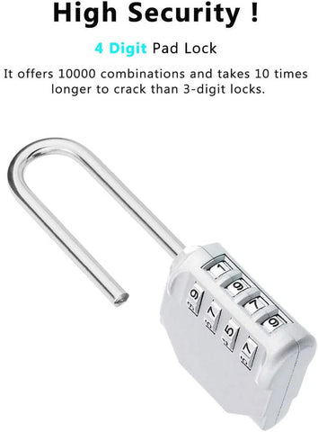 Rirool Pack of 2 Long Shackle Padlocks – Weatherproof & Durable 4-Digit Combination Lock for Secure Storage