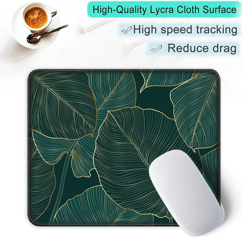 Mouse Pad with Stitched Edge Premium Textured Smooth Precise Operation Waterproof Washable Non-Slip Rubber Base Desktop Protection Mat, 10.2×8.3×0.12 Inches, Palm Texture