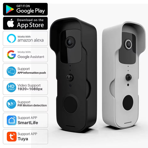 Tuya Smart Video Doorbell Wifi 1080P Video Intercom Door Bell IP Camera Two-Way Audio Works with Alexa Echo Show Google Home