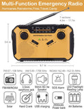 Emergency Radio,  NOAA Weather/Am/Fm Portable Hand Crank Solar Radios with SOS Alarm, Battery Powered and Built-In 2500Mah Power Bank, Flashlight and Reading Lamp for Camping, Hurricane, Home