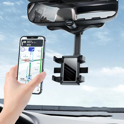 Rearview Mirror Phone Holder for Car Rotatable and Retractable Car Phone Holder Multifunctional 360 Rear View Mirror Phone Holder Suitable for All Mobile Phones and All Car