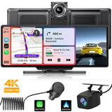 10.26" Front 4K Dash CAM Car Portable Wireless Apple Carplay BT 5.0 Dual Record