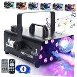 Fog Machine with 8 LED Lights and Disco 8 LED Lights & Disc Ball & Bluetooth