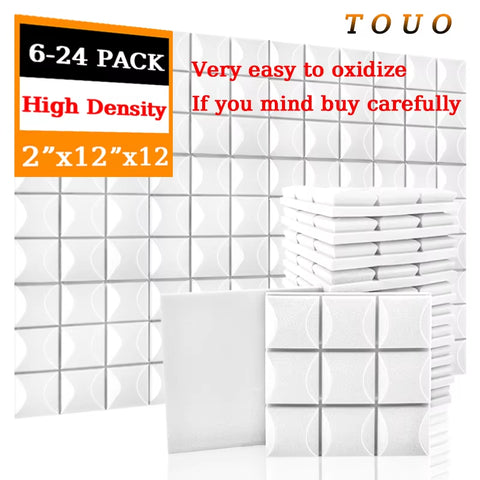 TOUO Acoustic Foam Panels 6-24 Pcs Soundproof Foam Wall Panels Studio Sound Proof Foam Soundproofing on the Wall KTV Room