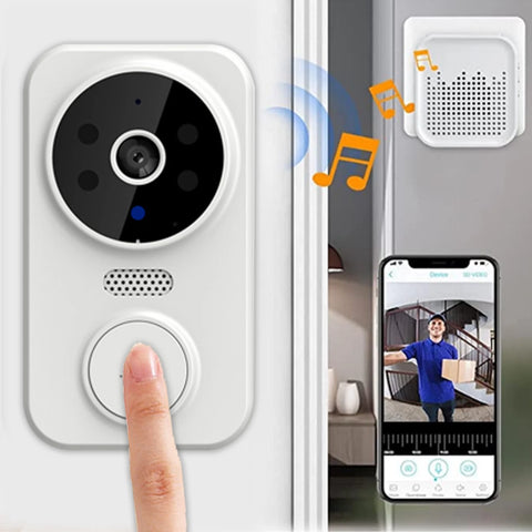 Doorbell Camera Wireless with Chime, Video Doorbell,Smart Wireless Remote Video Doorbell Intelligent Visual Doorbell Home Intercom HD Night Vision Wifi Rechargeable Security Door Doorbell