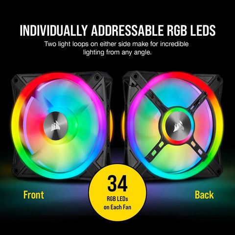 QL Series, Ql120 RGB, 120Mm RGB LED Fan, Triple Pack with Lighting Node Core, Black, Compatible with Desktop