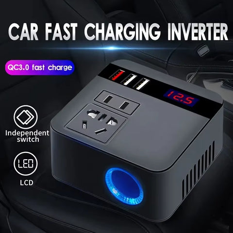 1 PC Vehicle Mounted Inverter Black Universal 12V/24V to 110V/220V Multifunctional Power Converter