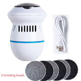 Electric Foot Grinder with Automatic Vacuum USB Rechargeable Two-Speed Adjustment and 6 Grinding Heads Callus Dead Skin Removal